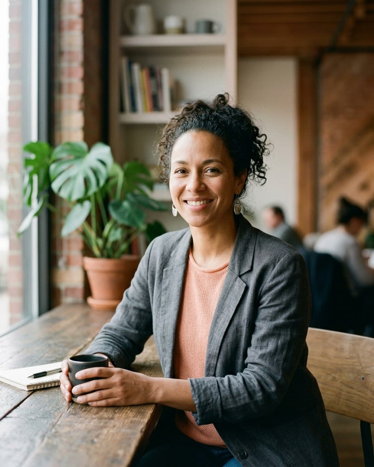 Lifestyle Founder — Warmer founder portrait. Soft window light, conversational angle. Reads as a person who builds, not a stock photo.